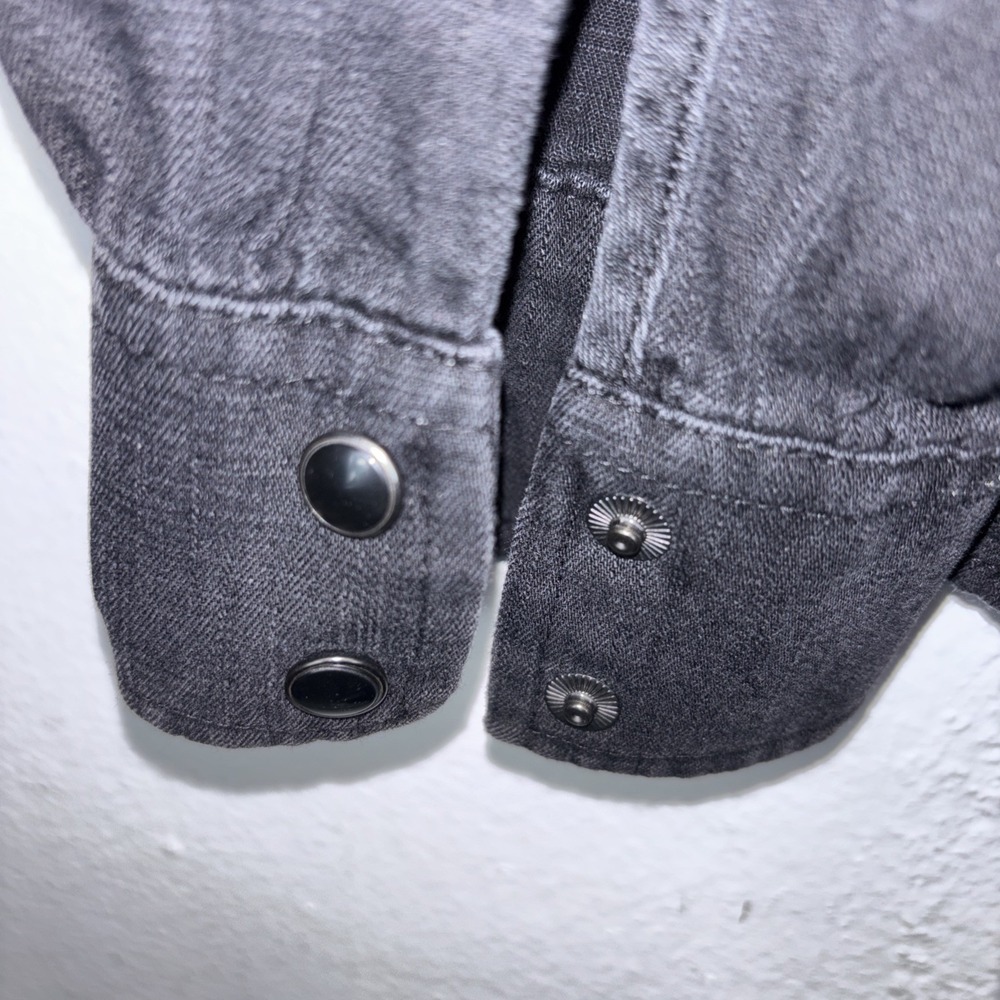 WRANGLER‎ Retro Punchy Embroidered Black Cowgirl Denim Shirt Womens Small - Picture 6 of 8